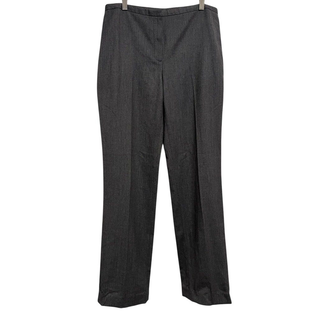 Tahari Pants Womens 8 Gray Herringbone Straight Leg Tweed Dress Work Altered Hem